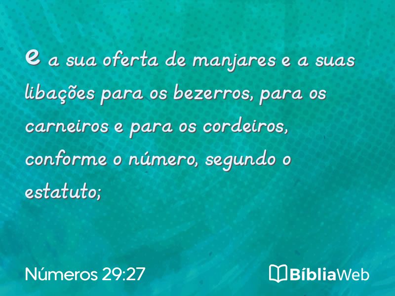 Números 29:27 em imagem para compartilhar