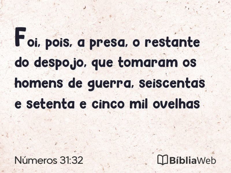 Números 31:32 em imagem para compartilhar