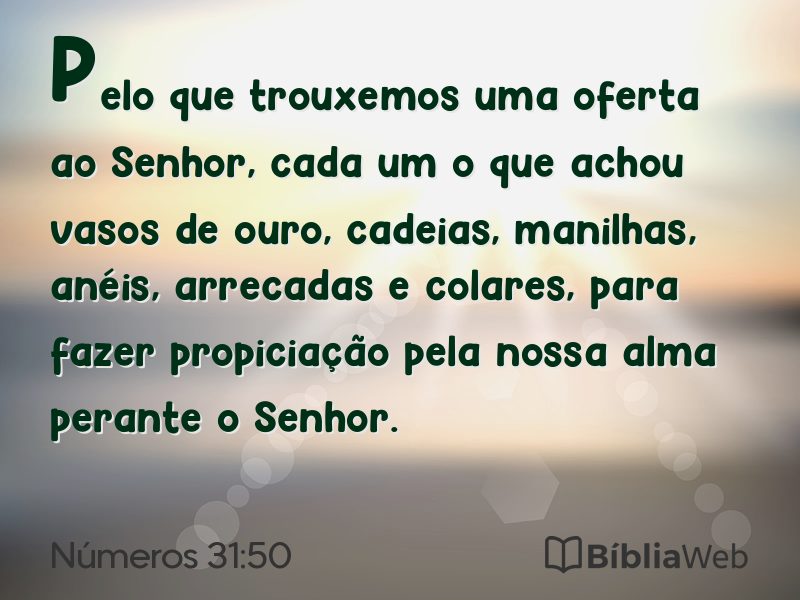 Números 31:50 em imagem para compartilhar