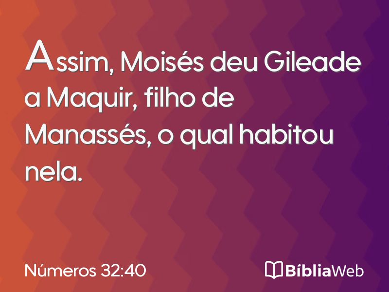 Números 32:40 em imagem para compartilhar