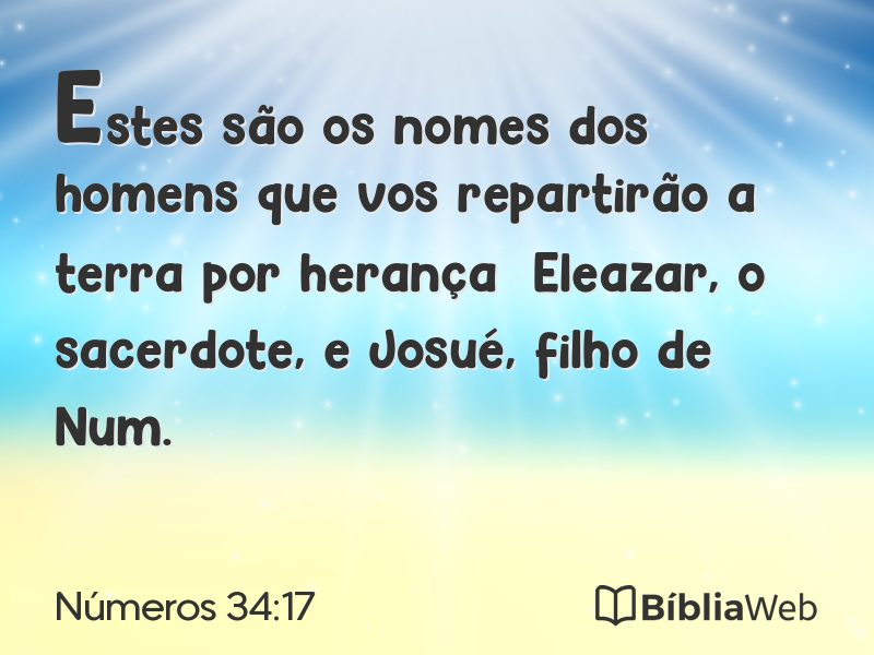 Números 34:17 em imagem para compartilhar