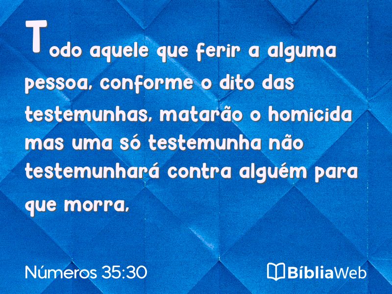 Números 35:30 em imagem para compartilhar