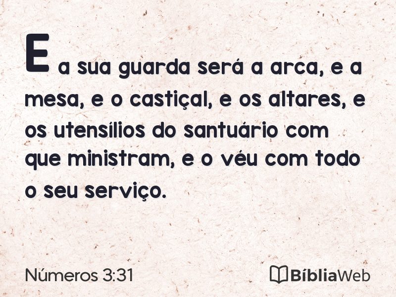 Números 3:31 em imagem para compartilhar