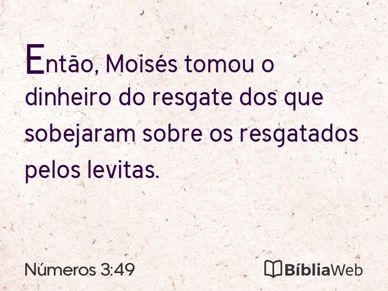 Números 3:49 em imagem para compartilhar