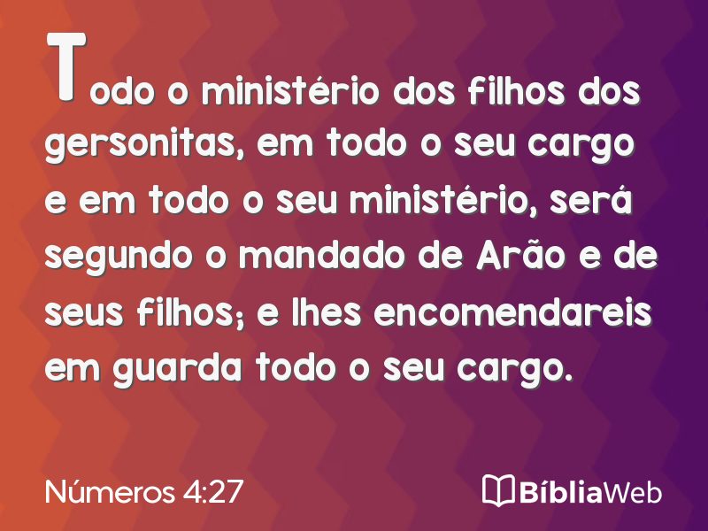 Números 4:27 em imagem para compartilhar
