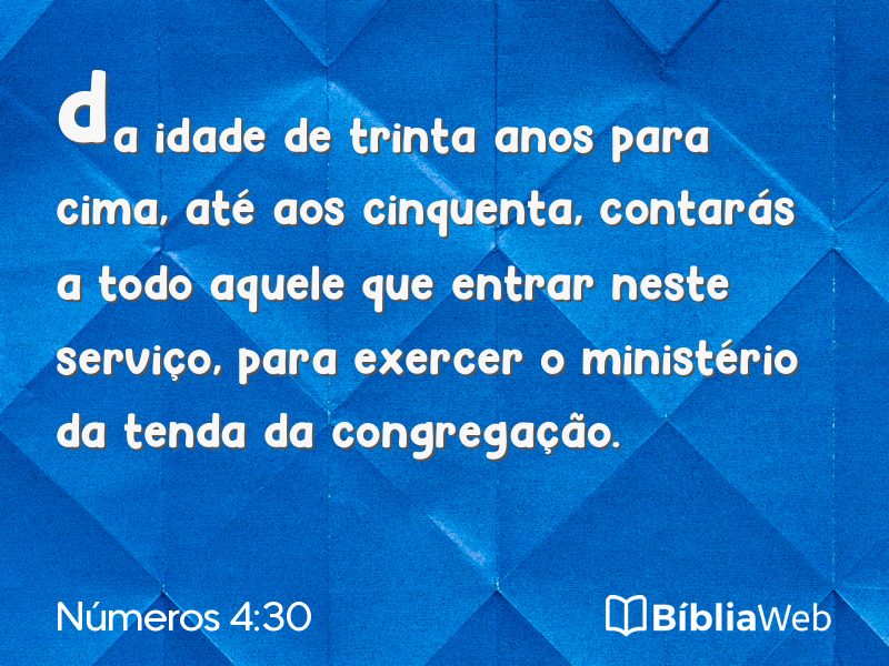 Números 4:30 em imagem para compartilhar