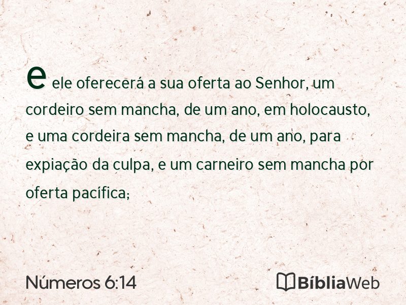 Números 6:14 em imagem para compartilhar