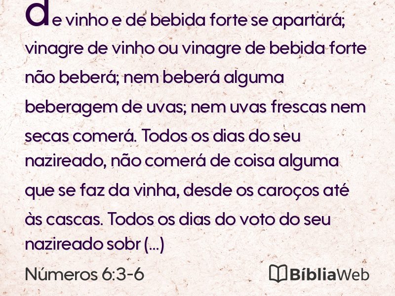 Números 6:3-6 em imagem para compartilhar