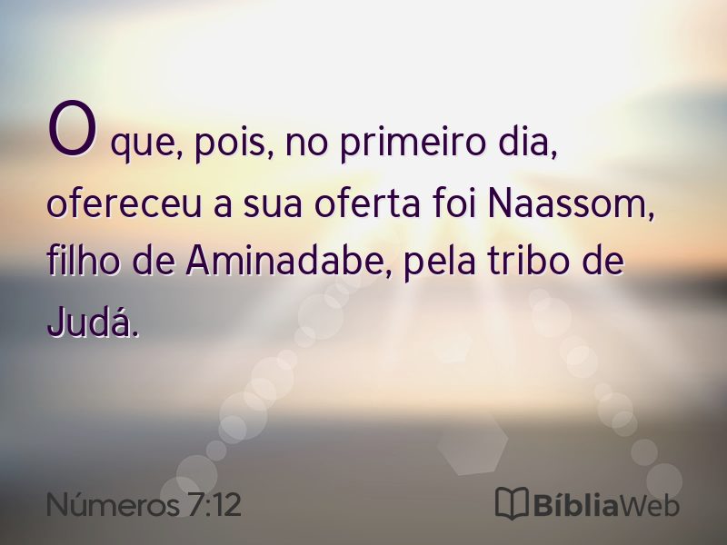 Números 7:12 em imagem para compartilhar
