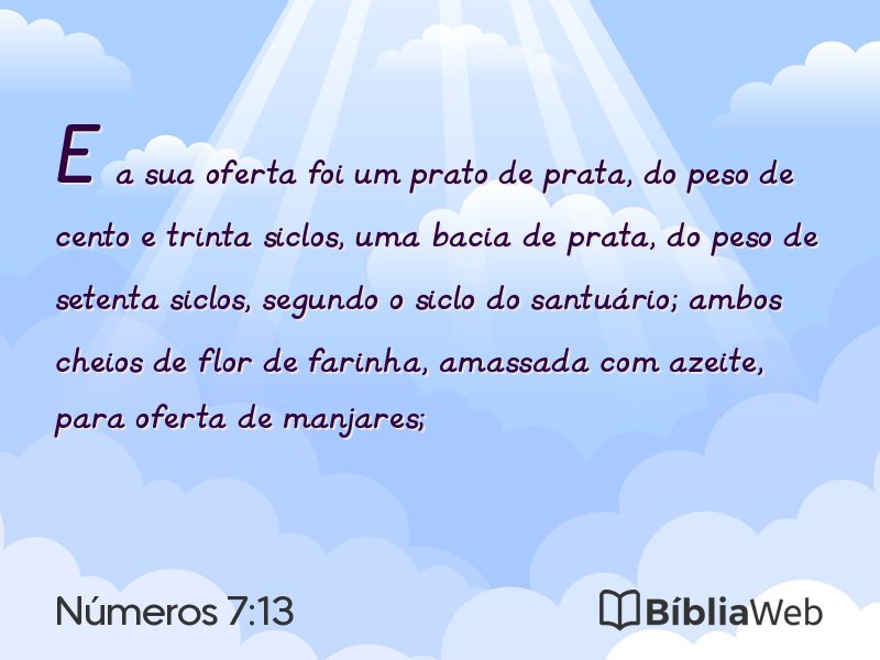 Números 7:13 em imagem para compartilhar
