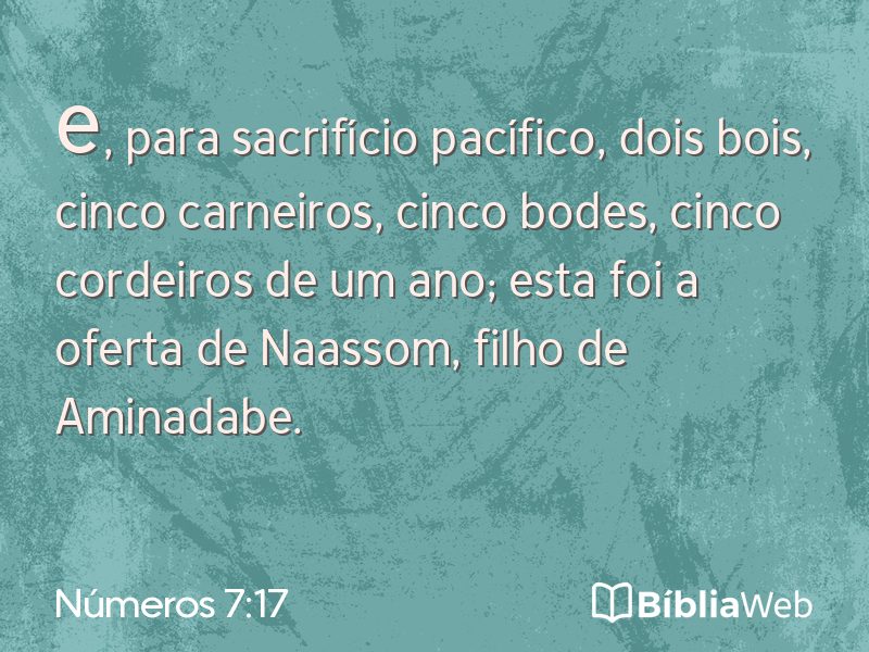 Números 7:17 em imagem para compartilhar