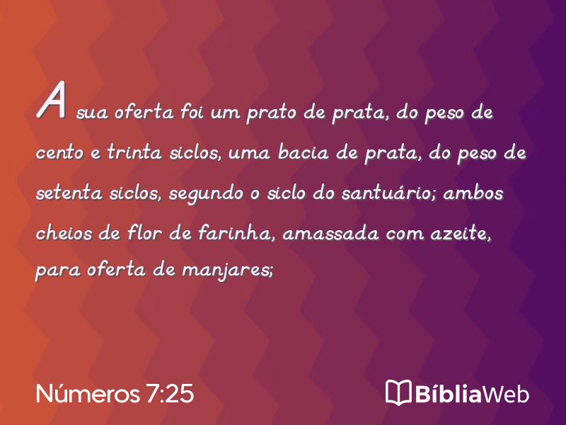 Números 7:25 em imagem para compartilhar