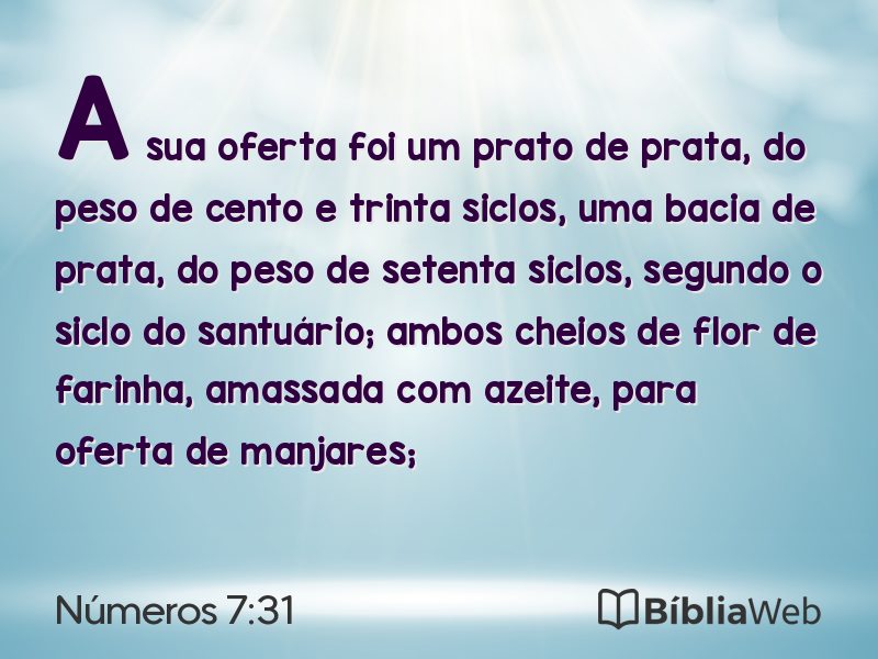 Números 7:31 em imagem para compartilhar