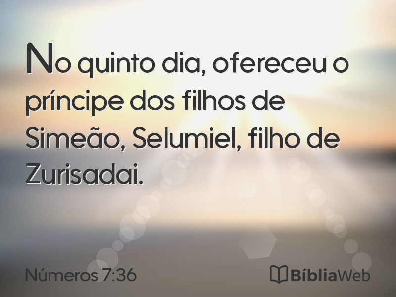 Números 7:36 em imagem para compartilhar