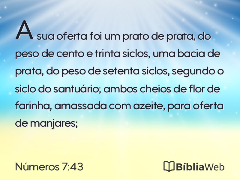 Números 7:43 em imagem para compartilhar