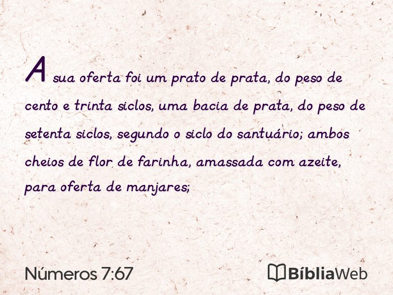 Números 7:67 em imagem para compartilhar