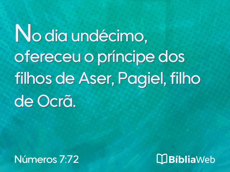 Números 7:72 em imagem para compartilhar