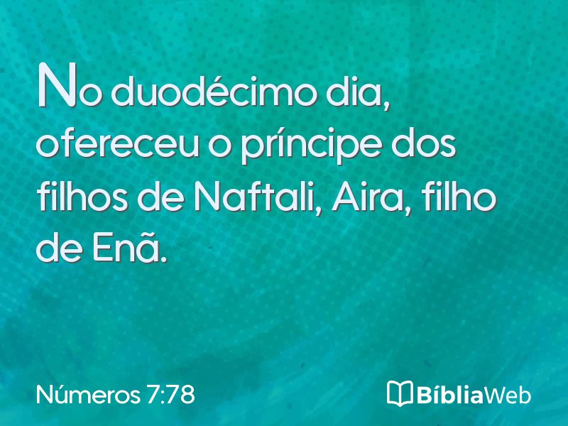 Números 7:78 em imagem para compartilhar