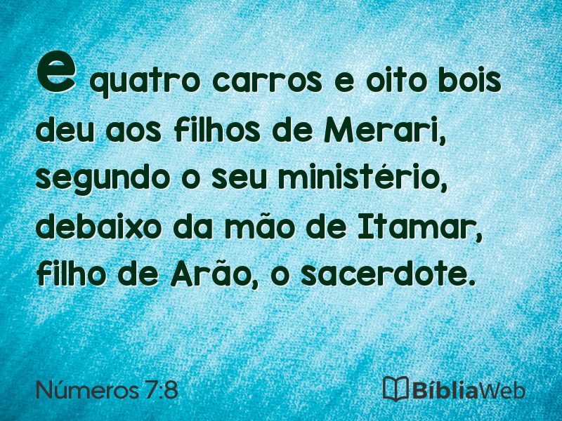 Números 7:8 em imagem para compartilhar