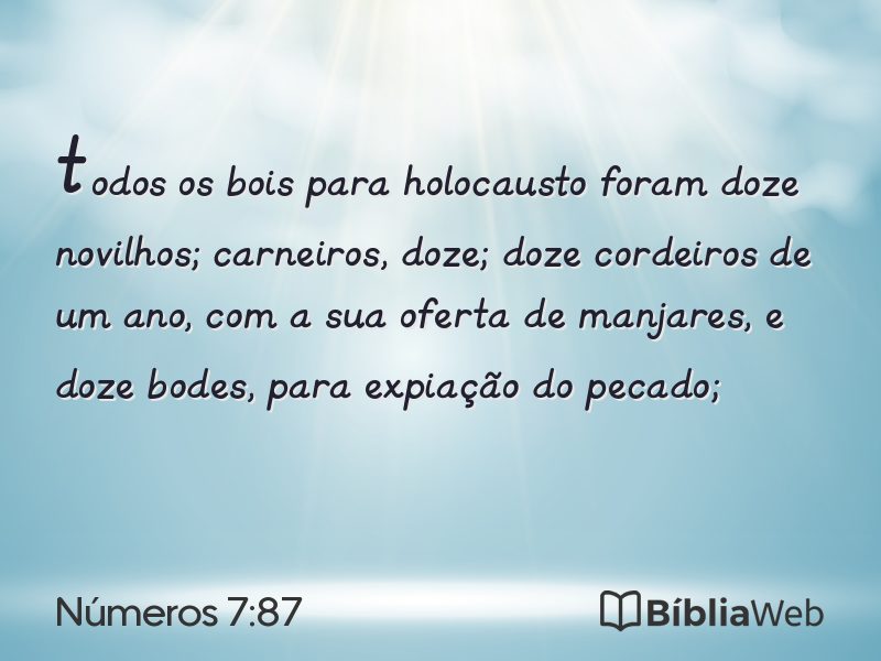 Números 7:87 em imagem para compartilhar