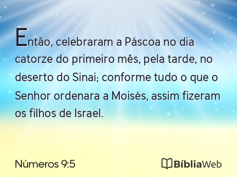 Números 9:5 em imagem para compartilhar