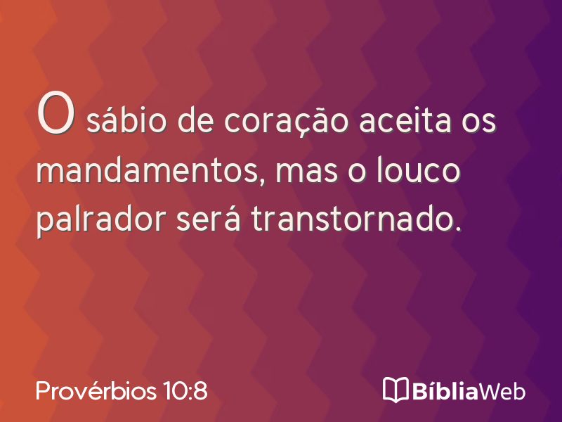 Provérbios 10:8 em imagem para compartilhar