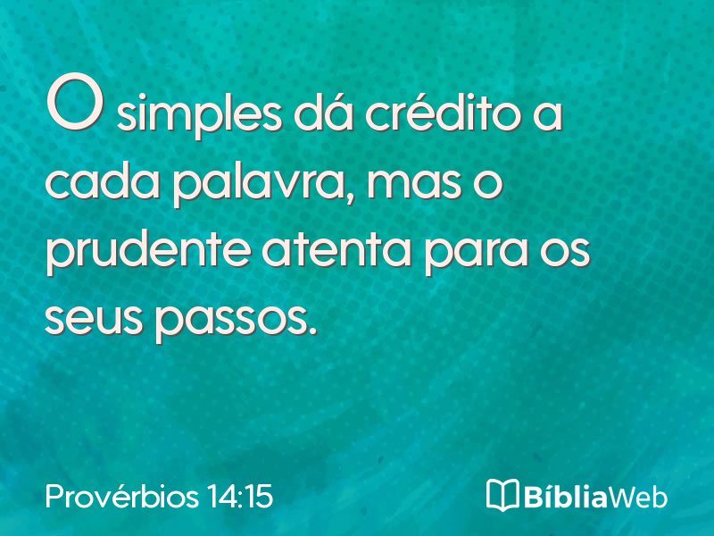 Provérbios 14:15 em imagem para compartilhar