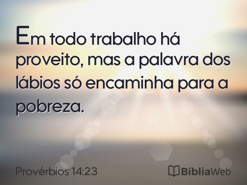 Provérbios 14:23 em imagem para compartilhar