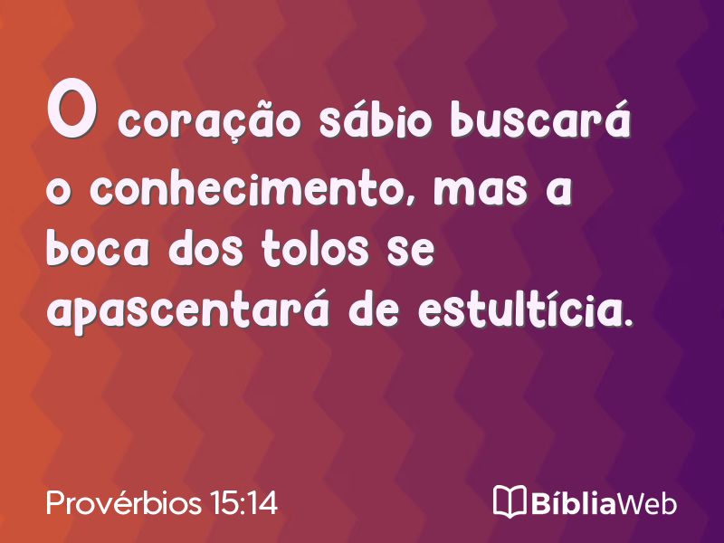 Provérbios 15:14 em imagem para compartilhar