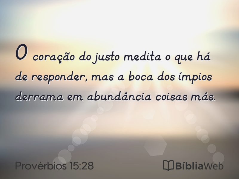 Provérbios 15:28 em imagem para compartilhar