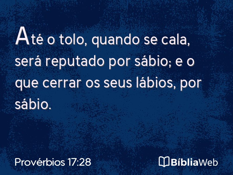 Provérbios 17:28 em imagem para compartilhar