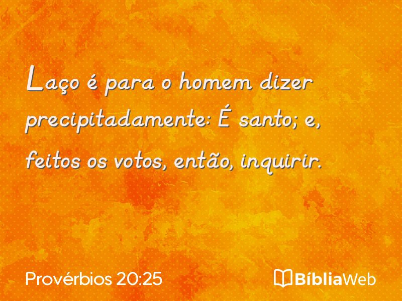 Provérbios 20:25 em imagem para compartilhar