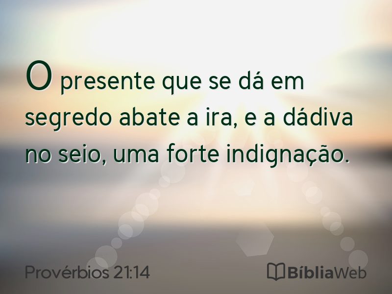 Provérbios 21:14 em imagem para compartilhar