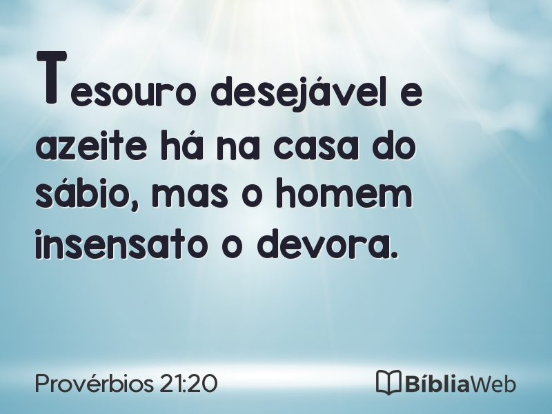 Provérbios 21:20 em imagem para compartilhar