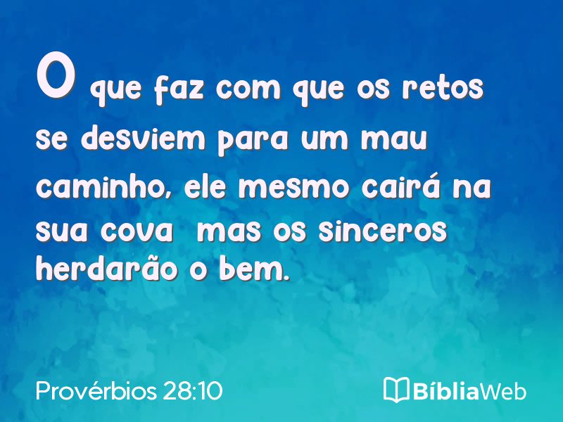 Provérbios 28:10 em imagem para compartilhar
