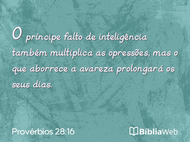 Provérbios 28:16 em imagem para compartilhar
