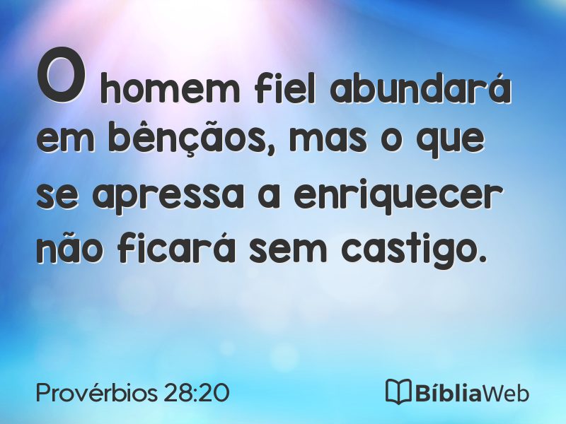 Provérbios 28:20 em imagem para compartilhar