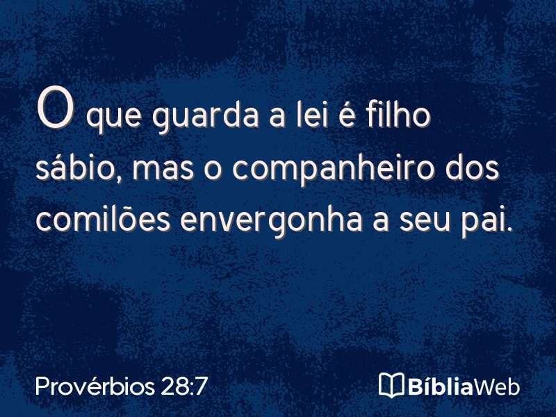 Provérbios 28:7 em imagem para compartilhar