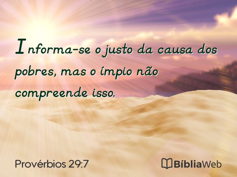 Provérbios 29:7 em imagem para compartilhar