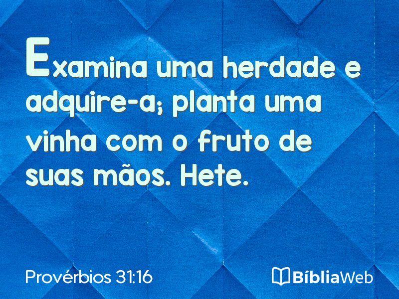 Provérbios 31:16 em imagem para compartilhar