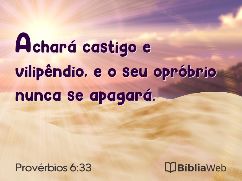 Provérbios 6:33 em imagem para compartilhar