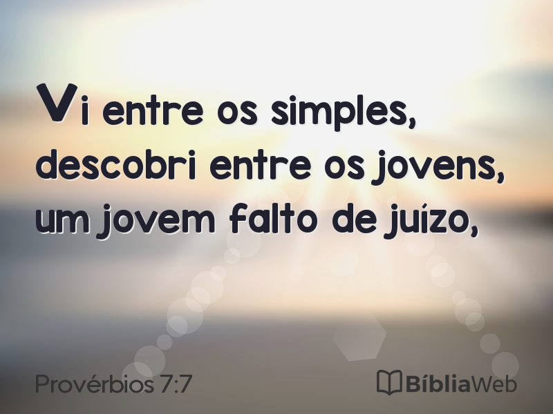 Provérbios 7:7 em imagem para compartilhar