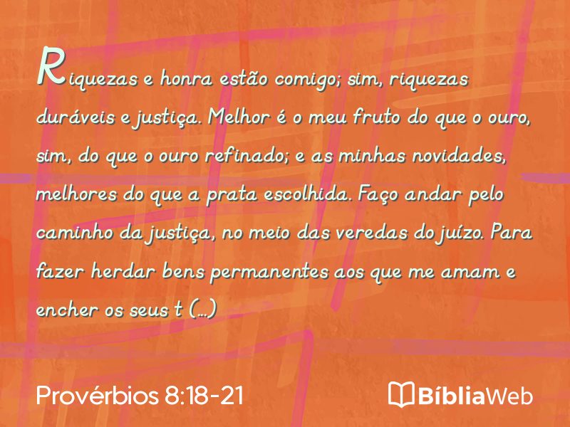 Provérbios 8:18-21 em imagem para compartilhar