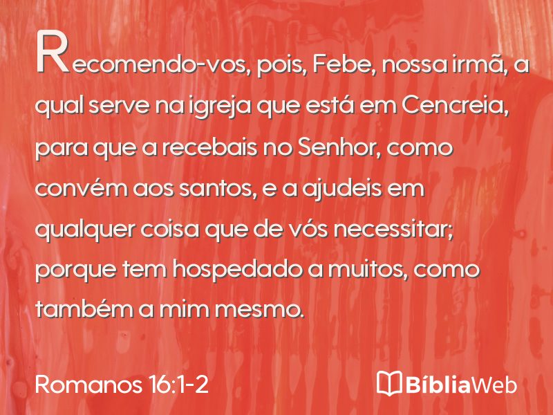 Romanos 16:1-2 em imagem para compartilhar