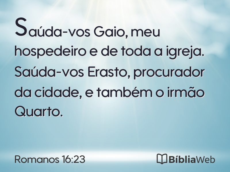 Romanos 16:23 em imagem para compartilhar