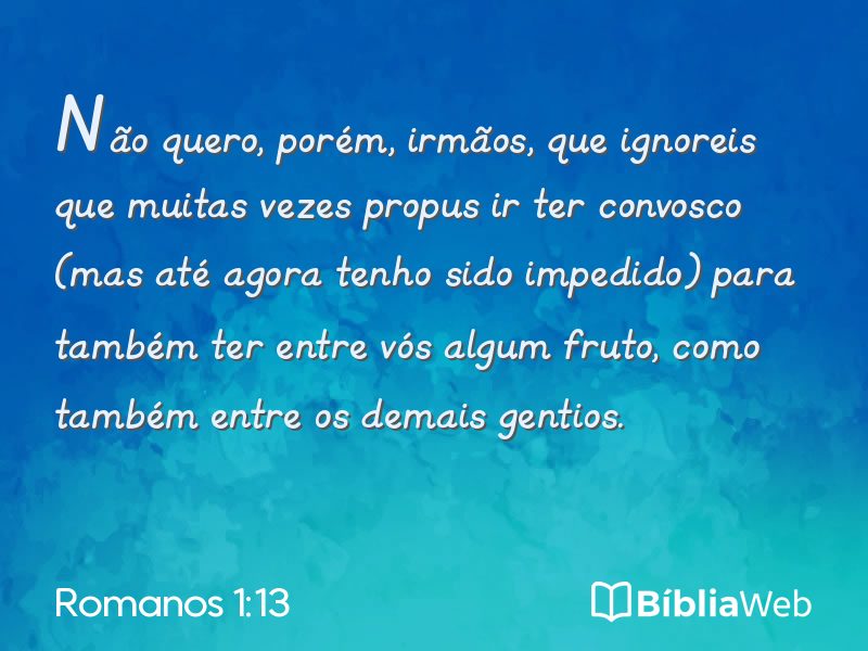 Romanos 1:13 em imagem para compartilhar