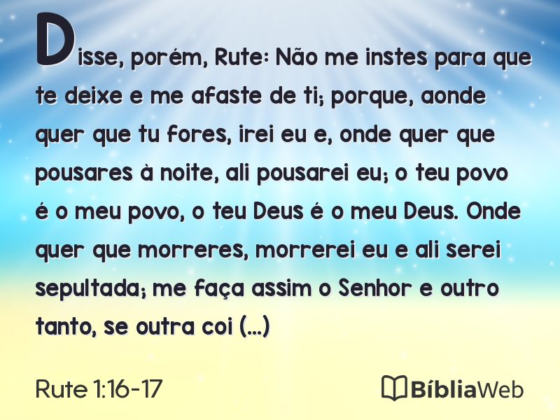 Rute 1:16-17 em imagem para compartilhar