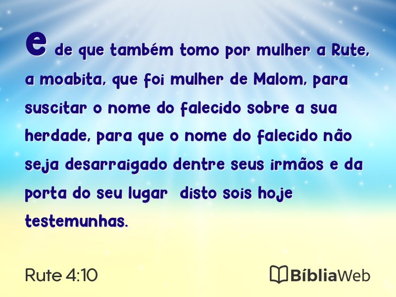 Rute 4:10 em imagem para compartilhar