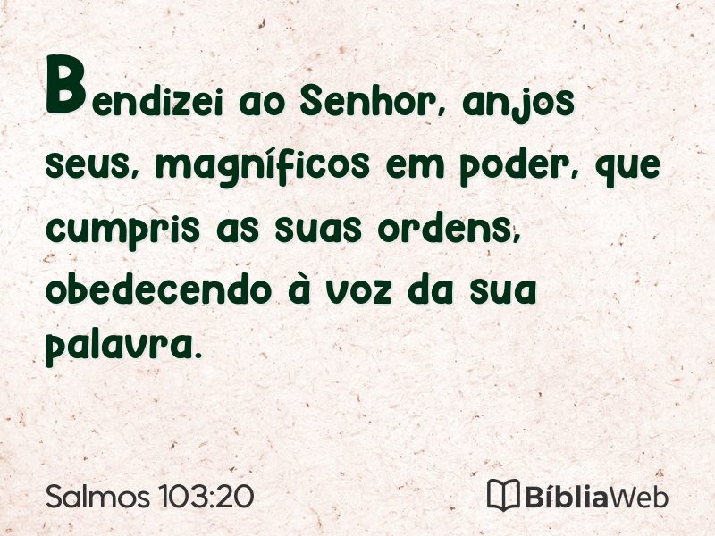 Salmos 103:20 em imagem para compartilhar