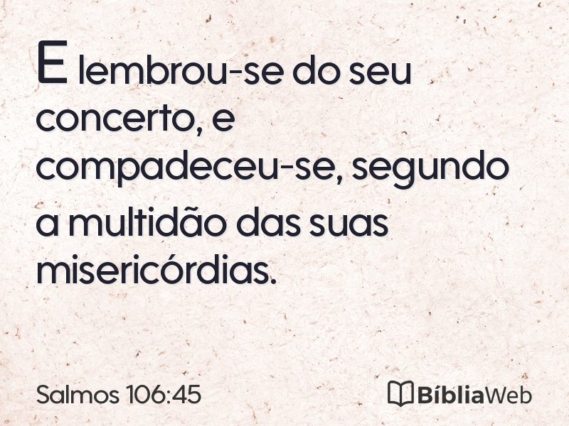 Salmos 106:45 em imagem para compartilhar